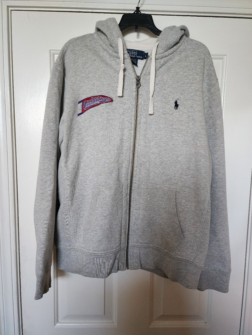 Polo by Ralph Lauren Light Gray Zip-Up Hoodie Jacket with Navy Pony